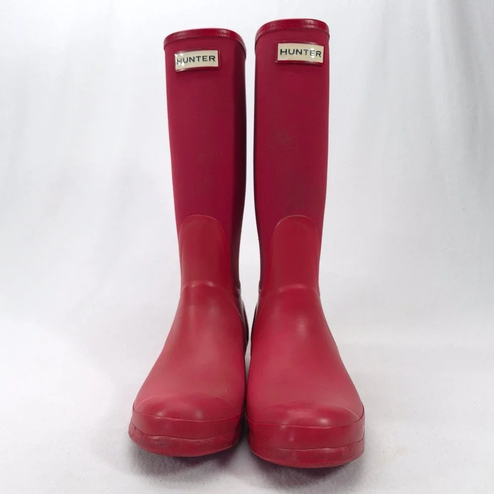 Hunter Arlen Red Rubber Neoprene Tall Rain Boot Women's Size 8